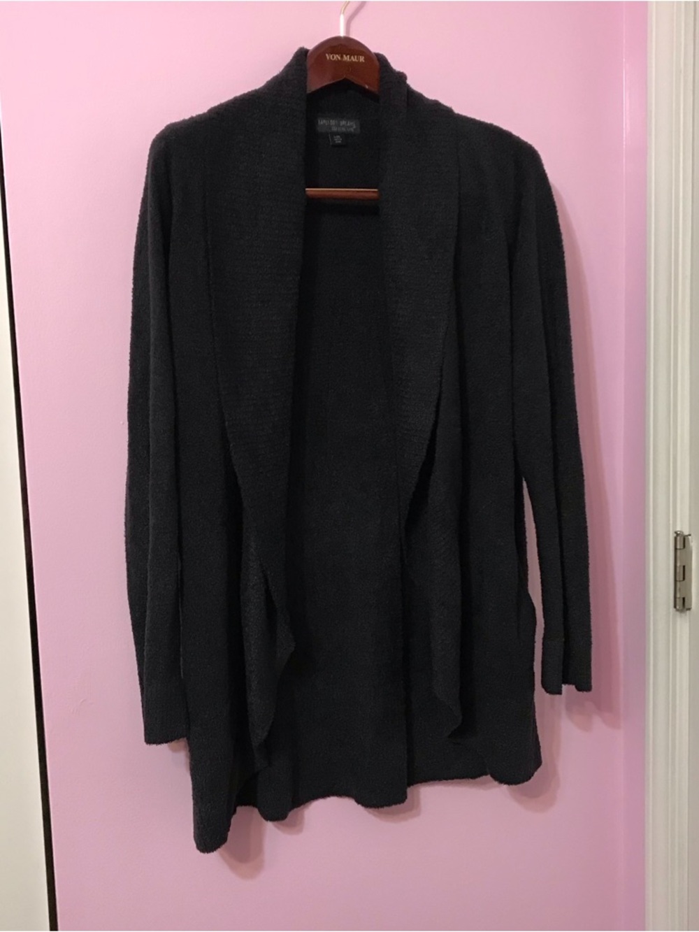 Barefoot Dreams CozyChic Lite Circle Cardigan CARBON/BLACK HEATHER size L/XL - Picture 2 of 4
